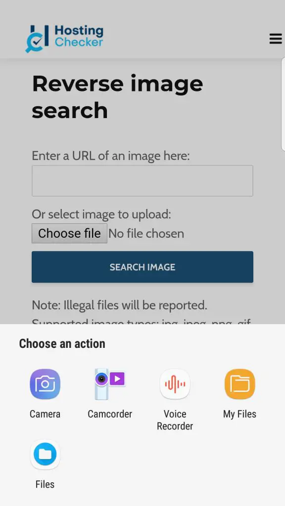 Samsung internet reverse image search